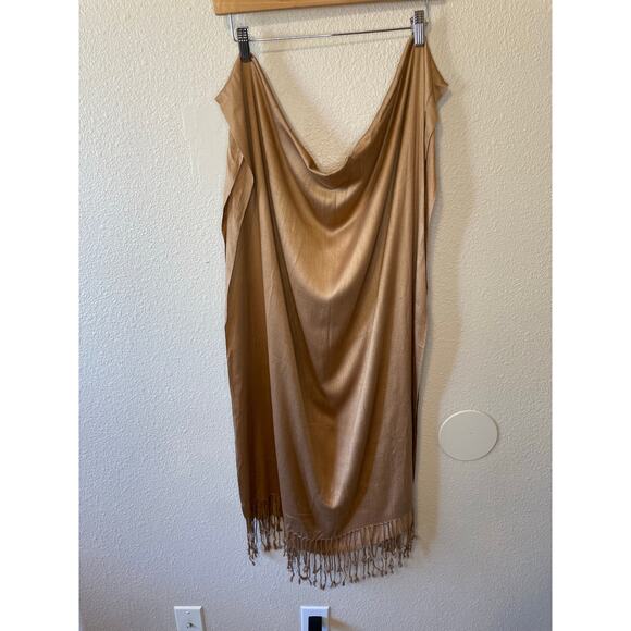 Pashmina Cashmere Boho Eventwear Gold Champagne Scarf, Shawl or Wrap - Picture 9 of 11